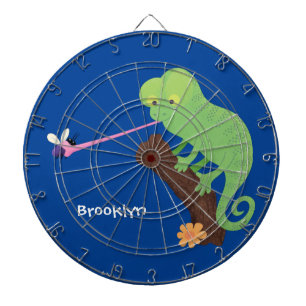 Cute grappige groene chameleon lizard cartoon dartbord