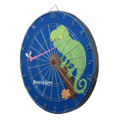 Cute grappige groene chameleon lizard cartoon dartbord (Voorkant Rechts)