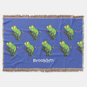 Cute grappige groene chameleon lizard cartoon deken
