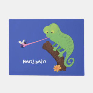 Cute grappige groene chameleon lizard cartoon deurmat