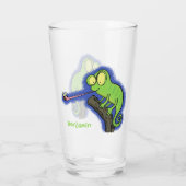 Cute grappige groene chameleon lizard cartoon glas (Achterkant)