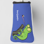 Cute grappige groene chameleon lizard cartoon golfheadcover (Draai 90)