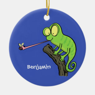 Cute grappige groene chameleon lizard cartoon keramisch ornament