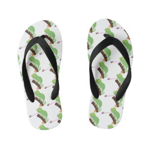 Cute grappige groene chameleon lizard cartoon kinder teenslippers