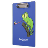 Cute grappige groene chameleon lizard cartoon klembord (Links)