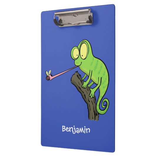 Cute grappige groene chameleon lizard cartoon klembord (Links)