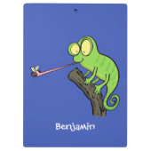 Cute grappige groene chameleon lizard cartoon klembord (Achterkant)