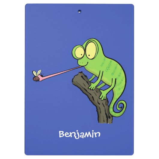 Cute grappige groene chameleon lizard cartoon klembord (Achterkant)