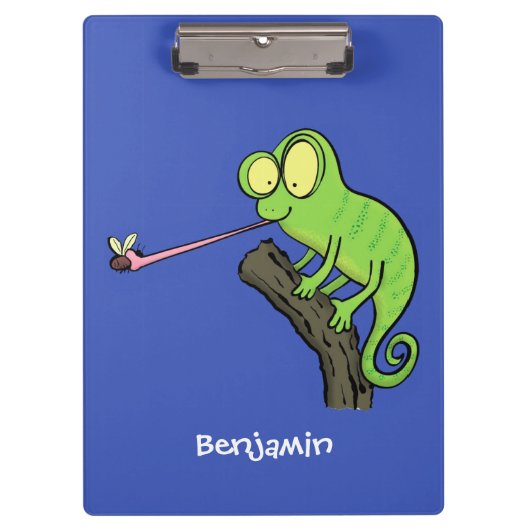 Cute grappige groene chameleon lizard cartoon klembord (Voorkant)