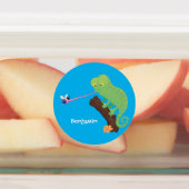 Cute grappige groene chameleon lizard cartoon labels (Aangebracht)