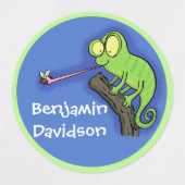 Cute grappige groene chameleon lizard cartoon labels (Design 1)