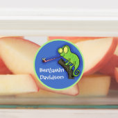 Cute grappige groene chameleon lizard cartoon labels (Aangebracht)