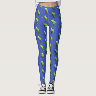 Cute grappige groene chameleon lizard cartoon leggings