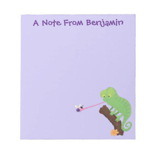 Cute grappige groene chameleon lizard cartoon notitieblok