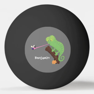 Cute grappige groene chameleon lizard cartoon pingpongballen