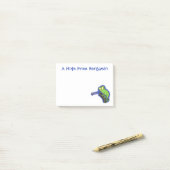 Cute grappige groene chameleon lizard cartoon post-it® notes (Op bureau)