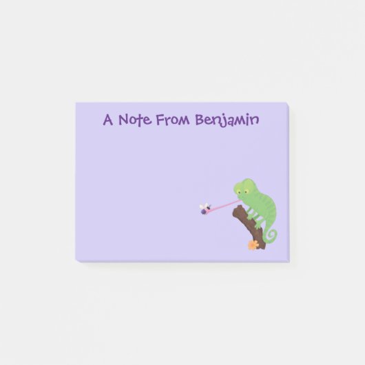 Cute grappige groene chameleon lizard cartoon post-it® notes (Voorkant)
