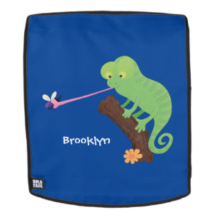 Cute grappige groene chameleon lizard cartoon rugtassen