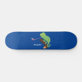 Cute grappige groene chameleon lizard cartoon skateboard (Horizontaal)