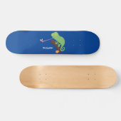 Cute grappige groene chameleon lizard cartoon skateboard (Horizontaal)