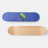 Cute grappige groene chameleon lizard cartoon skateboard (Horizontaal)