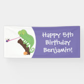 Cute grappige groene chameleon lizard cartoon spandoek (Horizontaal)