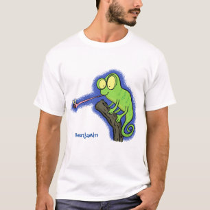 Cute grappige groene chameleon lizard cartoon t-shirt