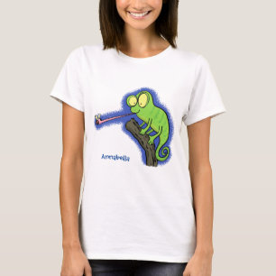 Cute grappige groene chameleon lizard cartoon t-shirt