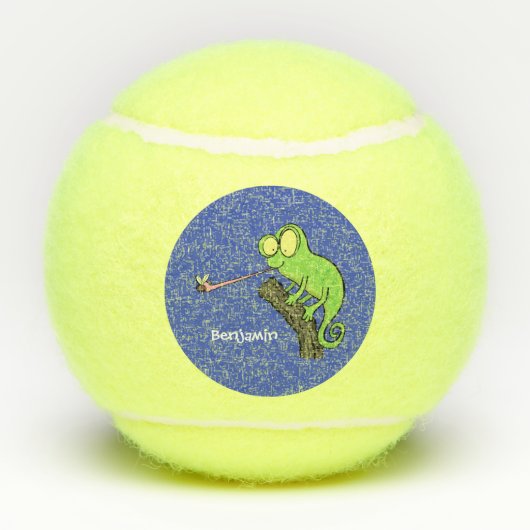 Cute grappige groene chameleon lizard cartoon tennisballen (Achterkant)