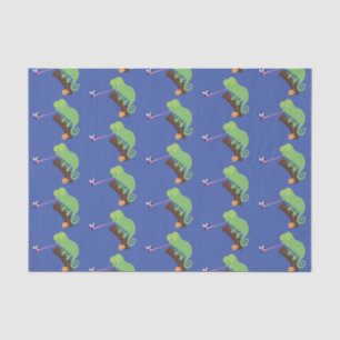 Cute grappige groene chameleon lizard cartoon tissuepapier