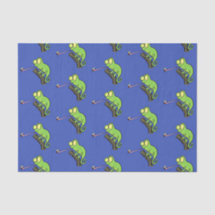 Cute grappige groene chameleon lizard cartoon tissuepapier