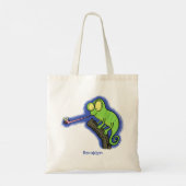 Cute grappige groene chameleon lizard cartoon tote bag (Achterkant)