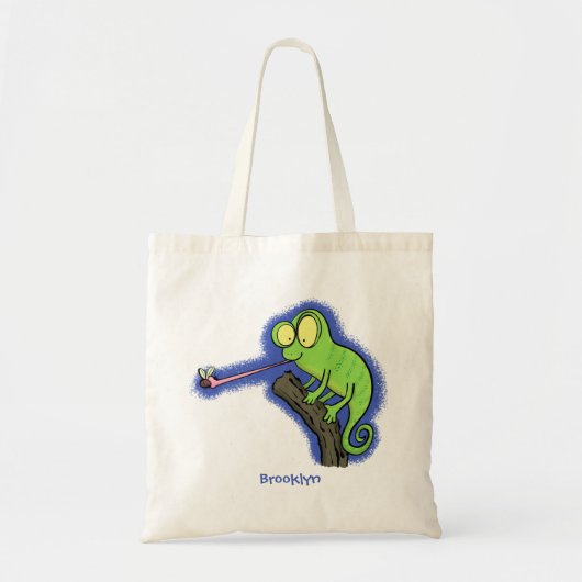 Cute grappige groene chameleon lizard cartoon tote bag (Voorkant)