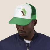 Cute grappige groene chameleon lizard cartoon trucker pet (In situ)
