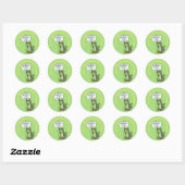 Cute, grappige groene krokodille humor cartoon ronde sticker (Vel)