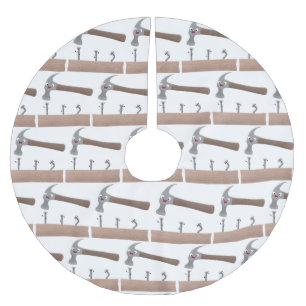 Cute, grappige hamer en nagels cartoon illustratie kerstboom rok