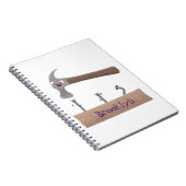 Cute, grappige hamer en nagels cartoon illustratie notitieboek (Rechterzijde)