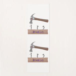 Cute, grappige hamer en nagels cartoon illustratie yogamat