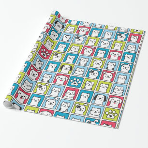 Cute, grappige honden- en kattenpatroon cadeaupapier