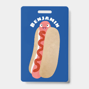 Cute grappige hotdog Weiner cartoon Badge
