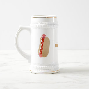 Cute grappige hotdog Weiner cartoon Bierpul