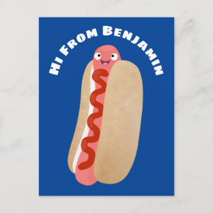 Cute grappige hotdog Weiner cartoon Briefkaart