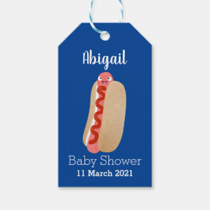 Cute grappige hotdog Weiner cartoon Cadeaulabel