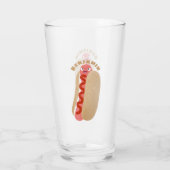 Cute grappige hotdog Weiner cartoon Glas (Achterkant)