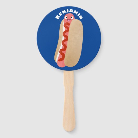 Cute grappige hotdog Weiner cartoon Handwaaier (Voorkant)