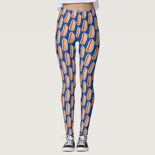 Cute grappige hotdog Weiner cartoon Leggings (Voorkant)