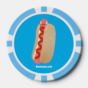 Cute grappige hotdog Weiner cartoon Poker Chips