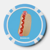 Cute grappige hotdog Weiner cartoon Poker Chips (Achterkant)