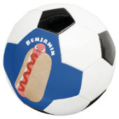 Cute grappige hotdog Weiner cartoon Voetbal (Drie kwart)