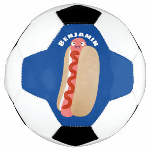 Cute grappige hotdog Weiner cartoon Voetbal